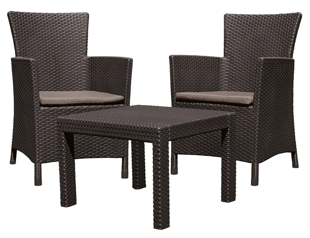 Table et Chaises de Jardin 2 Fauteuils et 1 Table Salon de Jardin Extérieur Marron