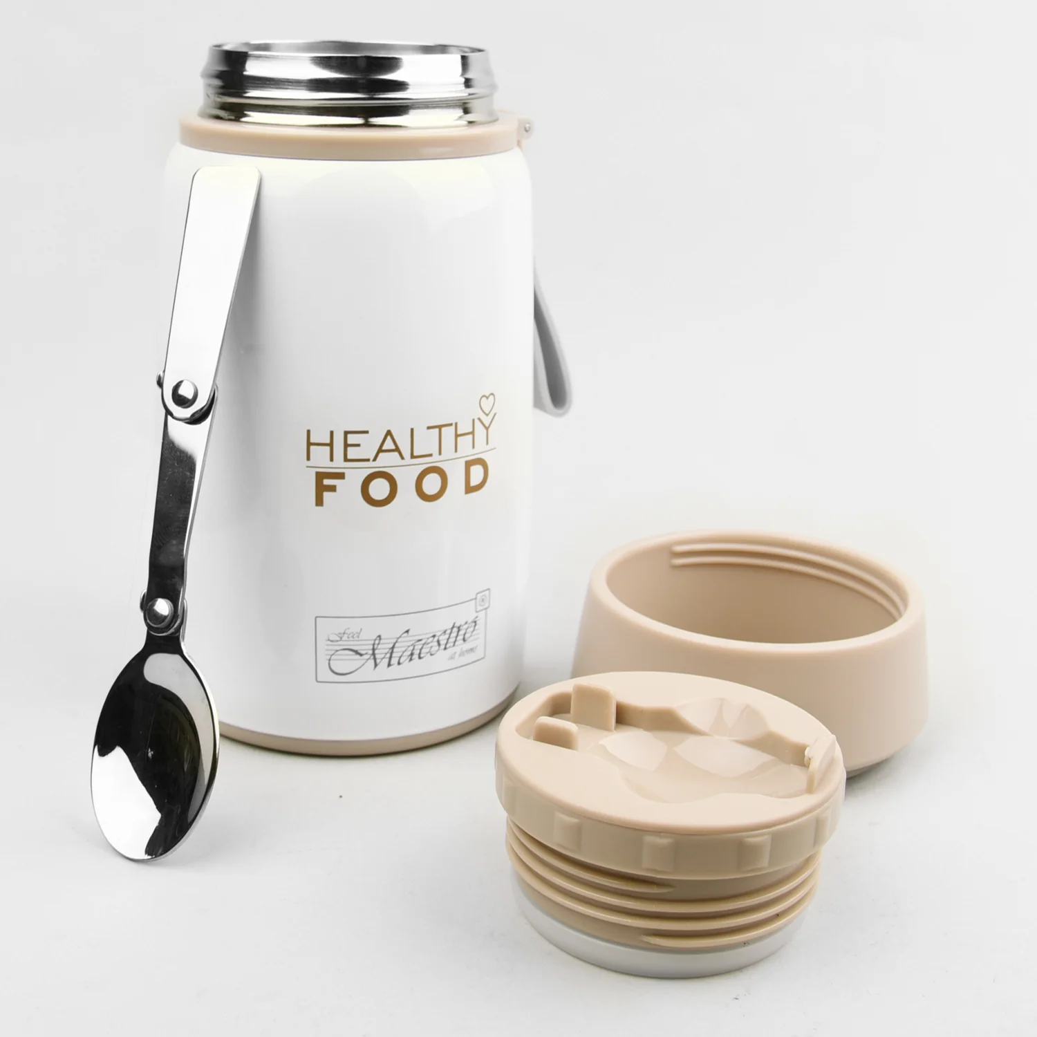Conteneur alimentaire Thermos Conteneur alimentaire thermique en acier inoxydable avec cuillère pliable 800ml – Image 4