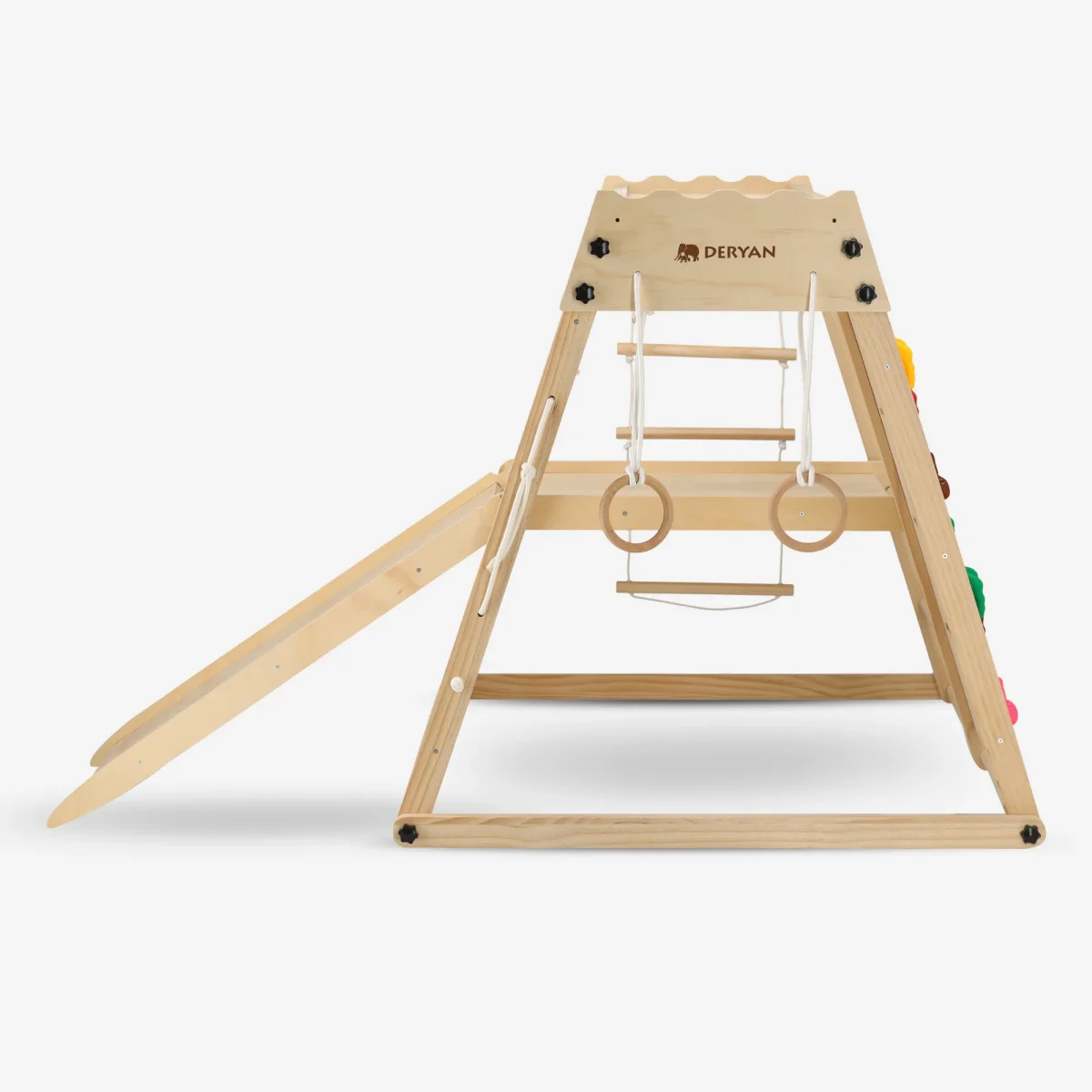 Luxe Houten Speelklimrek - peeltoestel voor kinderen - Met glijbaan + Klimwand en Accessoires – Image 5